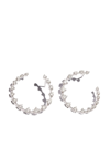 Jade Trau 18k White Gold Crescent Diamond Hoop Earrings In Silber