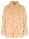 Palm Angels Faux-shearling Single-breasted Short Coat In Nude