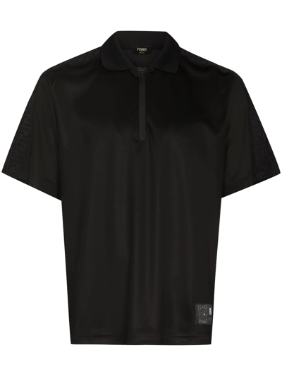 Fendi Ff-motif Short-sleeve Polo Shirt In Schwarz