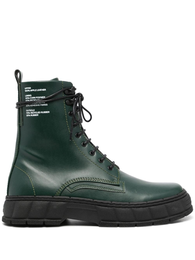 Viron Lace-up Vegan Leather Cargo Boots In 590 Forest