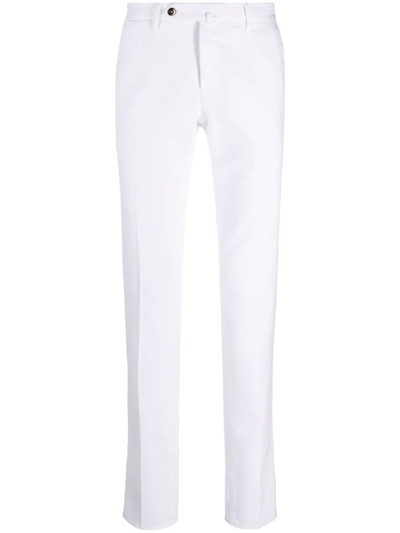 Pt01 Slim Fit White Cotton Trousers