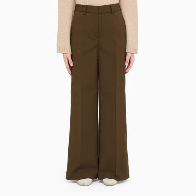 Department Five Brown Palazzo Trousers In Green