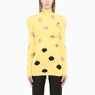 Prada Yellow Long Sleeve T-shirt With Holes