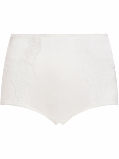 Dolce & Gabbana Lace-panel High-waisted Briefs In White