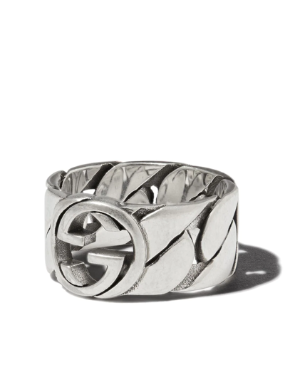 Gucci Interlocking G Wide Band Ring In Silver