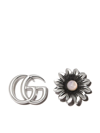 Gucci Gg Marmont & Flower Mismatched Sterling Silver Stud Earrings In Silver