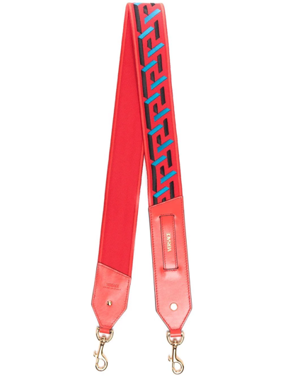 Versace La Greca Signature Bag Strap In Blue+red