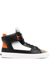 JUST CAVALLI COLOUR-BLOCK PANELLED HIGH-TOP SNEAKERS