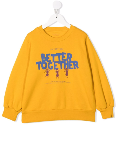 Tiny Cottons Kids' Slogan Organic Cotton Sweatshirt In Yellow