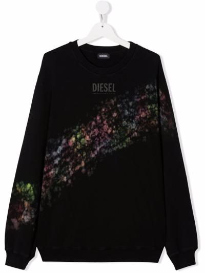 Diesel Kids' Graphic Logo-print Sweatshirt In Black