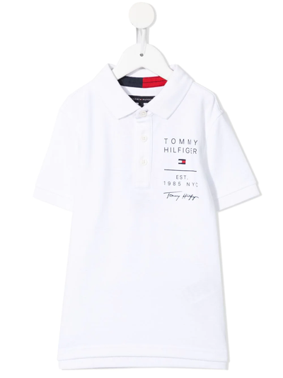 Tommy Hilfiger Junior Kids' Logo Print Polo Shirt In White