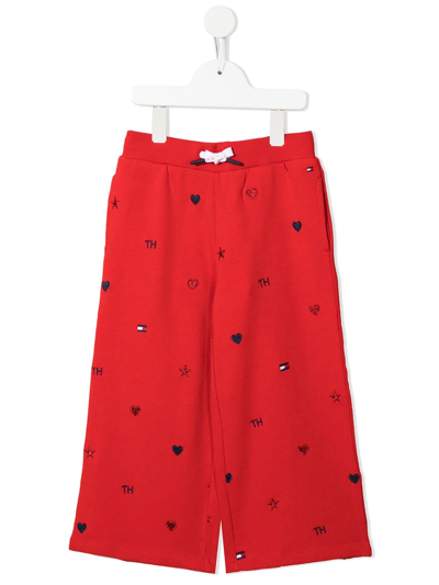 Tommy Hilfiger Junior Kids' Wide Leg Cropped Trousers In Red
