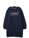 Tommy Hilfiger Junior Metallic Logo Sweatshirt Dress In Blue