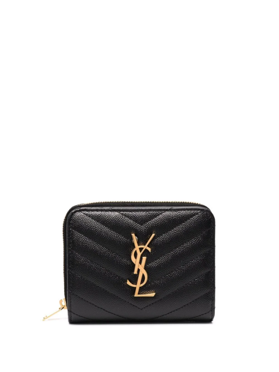 Saint Laurent Compact Zip Around Wallet In Black