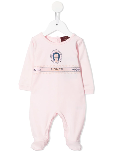 Aigner Babies' Logo Print Pyjamas In Pink