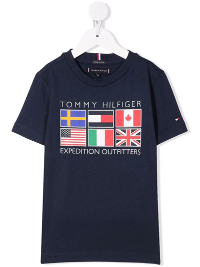 Tommy Hilfiger Junior Kids' Logo-print Cotton T-shirt In Blue
