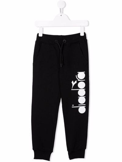 Diadora Junior Kids' Logo-print Track Trousers In Black