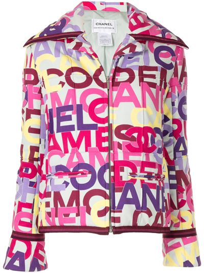 Pre-owned Chanel 2000s Logo-print Padded Jacket In Multicolour