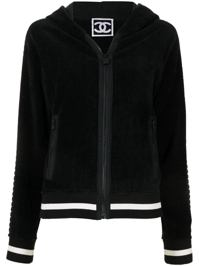 Pre-owned Chanel 2009 Sports Line Zip-up Hoodie In Black