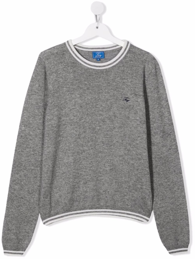Fay Teen Knit Embroidered Logo Jumper In Grey