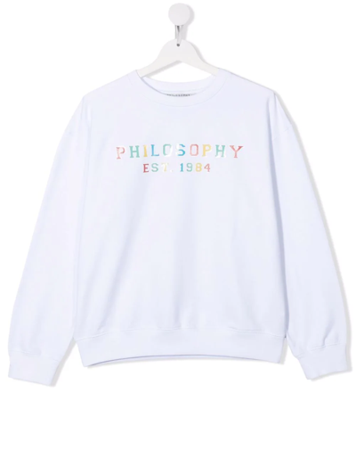 Philosophy Di Lorenzo Serafini Teen Logo-print Cotton Sweatshirt In White