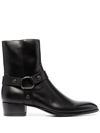 Saint Laurent Black Leather Ankle Boots In Black