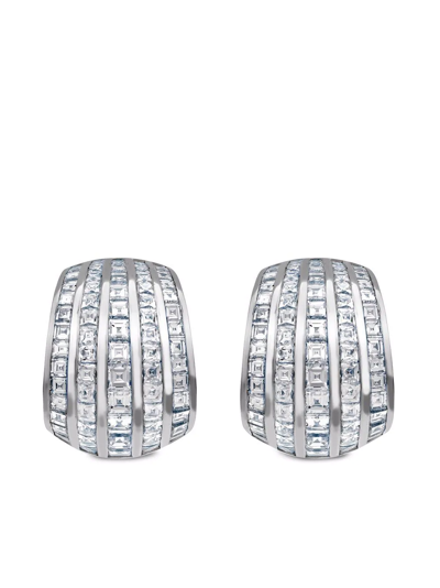 Pragnell 18kt White White Manhattan Classic Diamond Huggie Earrings In Silver