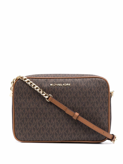 Michael Michael Kors 'large Jet Set' East/west Saffiano Crossbody Bag In Brown