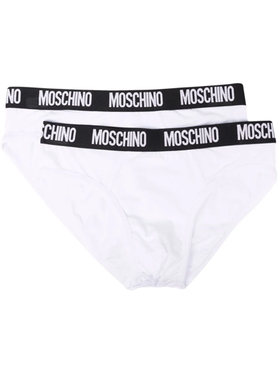 Moschino Logo-waistband Briefs In White