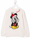 Mc2 Saint Barth Teen Mickey Mouse Print Sweater In White