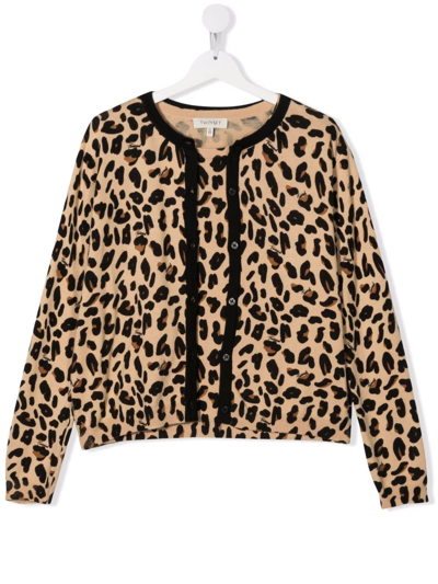 Twinset Teen Leopard-print Cardigan Set In Neutrals