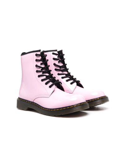Dr. Martens' Kids' 1460 Patent Leather Lace-up Boots In Rosa