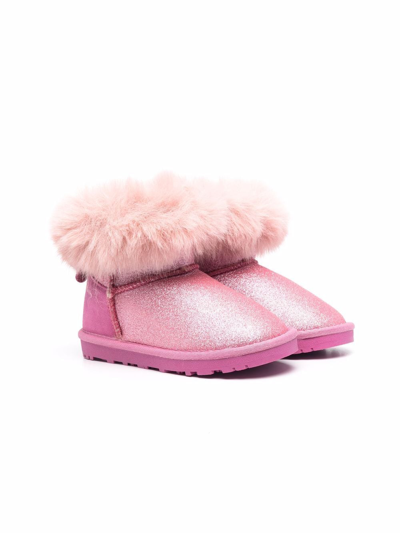 Monnalisa Kids' Glitter-detail Ankle Boots In Pink
