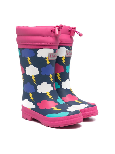 Hatley Kids' Graphic-print Slip-on Boots In Blue