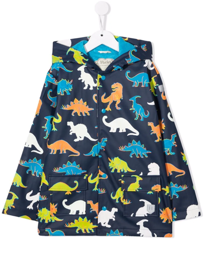 Hatley Kids' Dinosaur-print Hooded Coat In Blue