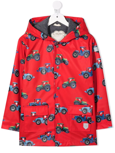 Hatley Kids' Graphic-print Hooded Coat In Red