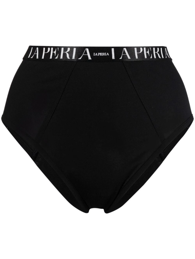 La Perla Logo-trim High-waist Briefs In Black