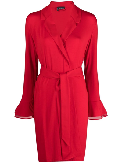 La Perla Fluted-cuff Dressing Gown In Red