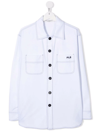 Philosophy Di Lorenzo Serafini Teen Contrast-stitching Shirt Jacket In White