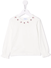 Siola Floral-embroidery Long-sleeve T-shirt In White