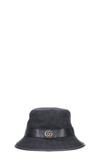Gucci Gg-monogram Leather-trim Bucket Hat In Black