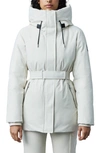 Mackage Jeni Water Resistant Down & Feather Fill Belted Parka In Cream
