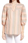 MATERNAL AMERICA N STRIPE PUFF SLEEVE MATERNITY BLOUSE,MT5919MS