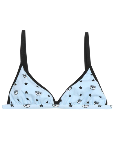 Chiara Ferragni Bralette With Logomasnia In Azure