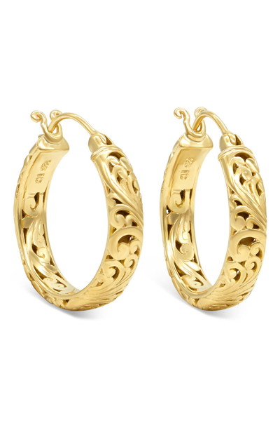 Devata 18k Yellow Gold Plated Sterling Silver Bali Hoop Earrings
