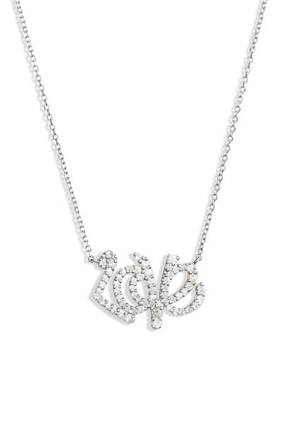Anzie Love Letter Love Script Pendant Necklace In Silver/ Sapphire
