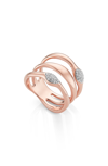 Monica Vinader Nura Teardrop Multi Band Diamond Pavé Ring In Rose Gold/ Diamond