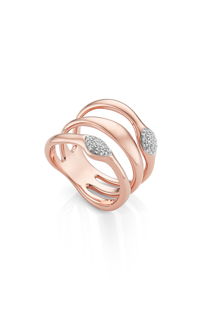 Monica Vinader Nura Teardrop Multi Band Diamond Pavé Ring In Rose Gold/ Diamond