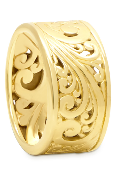 Devata 18k Yellow Gold Plated Sterling Silver Bali Ring