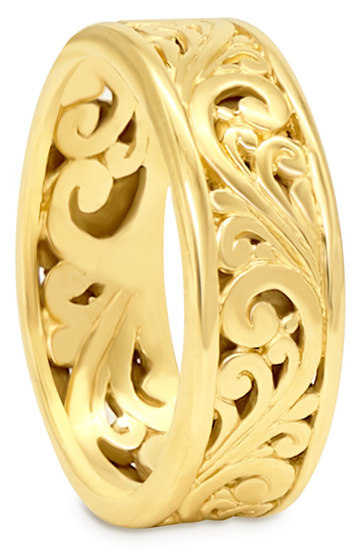 Devata 18k Yellow Gold Plated Sterling Silver Bali Ring